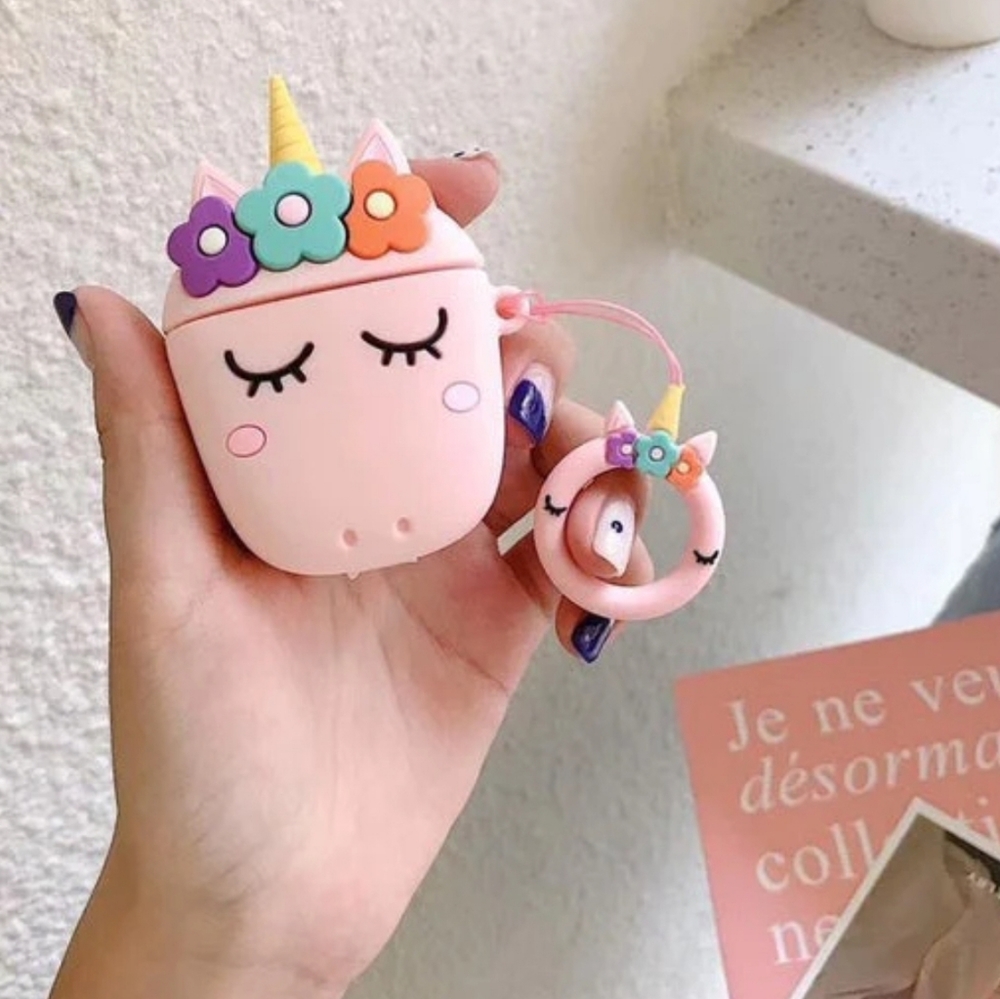 NWT! Unicorn Pink 3D Cartoon Airpod 1 & 2 Silcone Protective Case NEW
